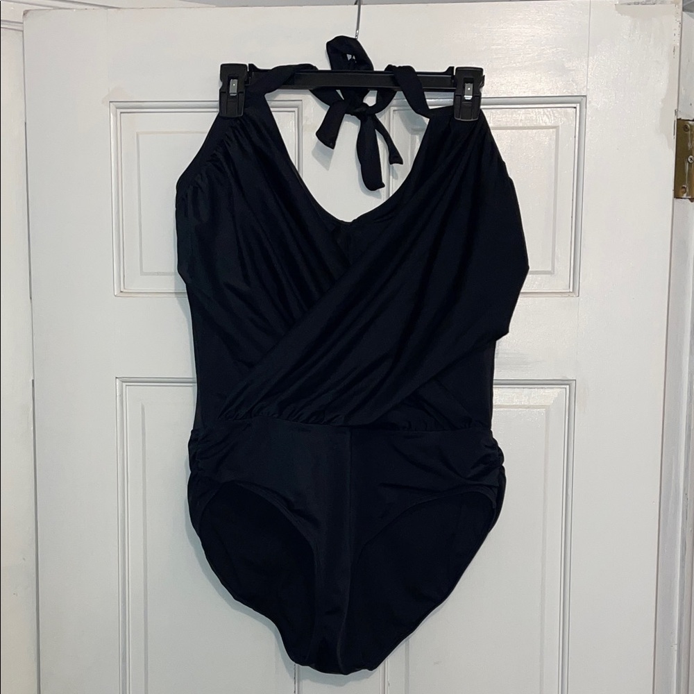 Athleta Black Halter One-Piece Swimsuit